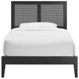 Madder Rattan and Wood Twin Platform Bed in Black