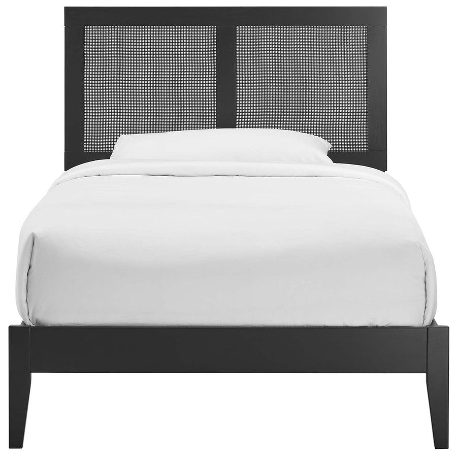 Madder Rattan and Wood Twin Platform Bed in Black