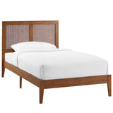 Madder Rattan and Wood Twin Platform Bed in Walnut