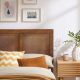 Madder Rattan and Wood Twin Platform Bed in Walnut