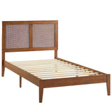 Madder Rattan and Wood Twin Platform Bed in Walnut