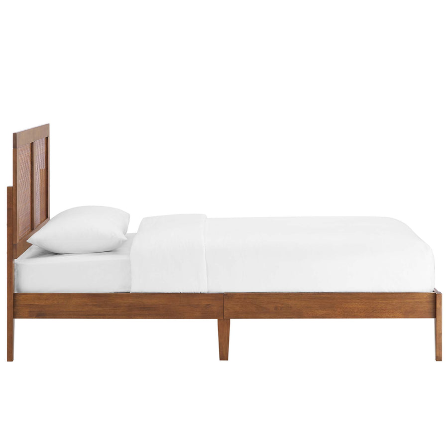 Madder Rattan and Wood Twin Platform Bed in Walnut