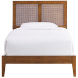 Madder Rattan and Wood Twin Platform Bed in Walnut