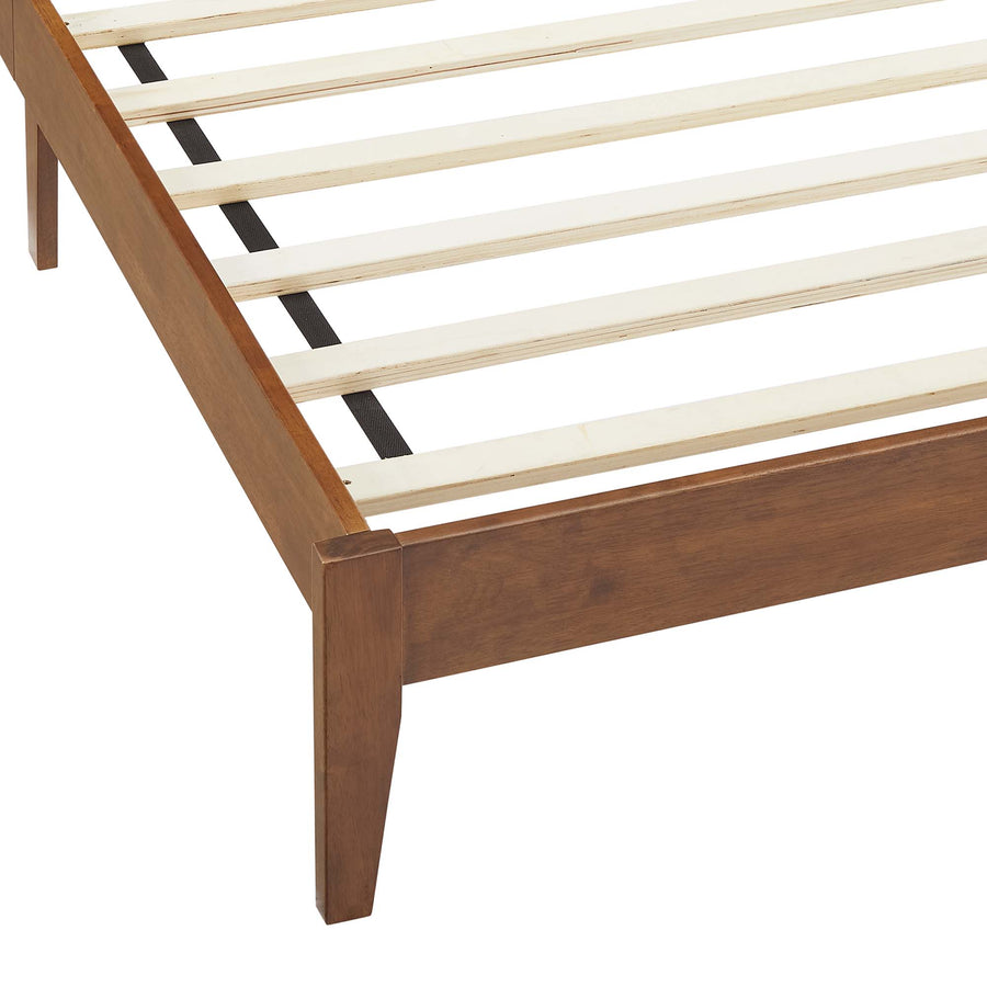 Madder Rattan and Wood Twin Platform Bed in Walnut