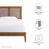 Madder Rattan and Wood Twin Platform Bed in Walnut