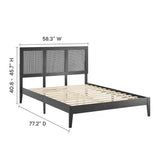 Madder Rattan and Wood Full Platform Bed in Black