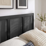Madder Rattan and Wood Full Platform Bed in Black