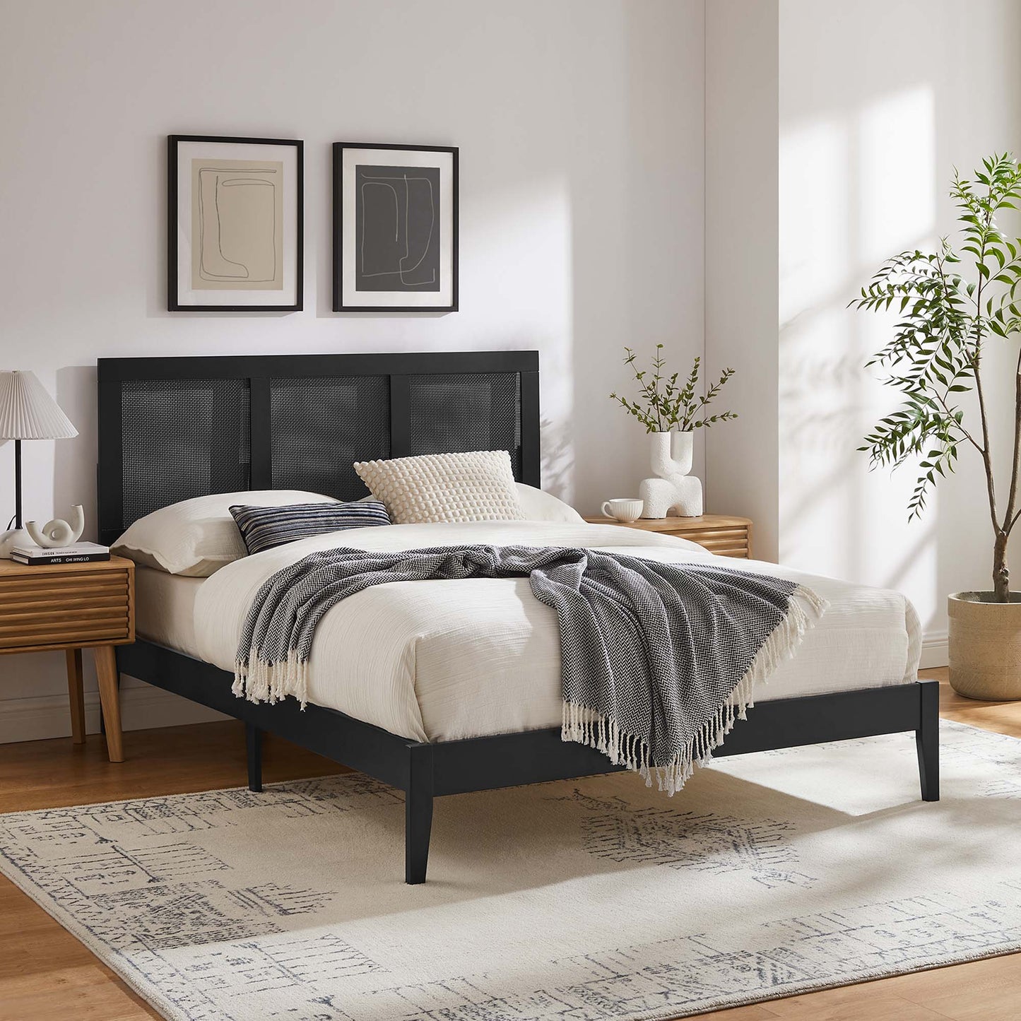 Sirocco Rattan and Wood Full Platform Bed by Furniture For America