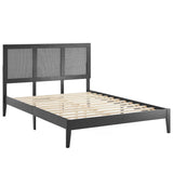 Madder Rattan and Wood Full Platform Bed in Black