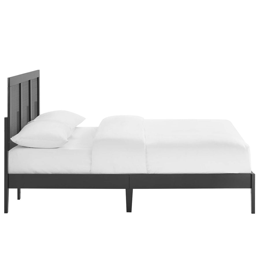 Madder Rattan and Wood Full Platform Bed in Black