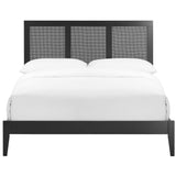 Madder Rattan and Wood Full Platform Bed in Black