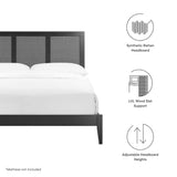 Madder Rattan and Wood Full Platform Bed in Black