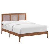 Madder Rattan and Wood Full Platform Bed in Walnut