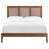 Madder Rattan and Wood Full Platform Bed in Walnut