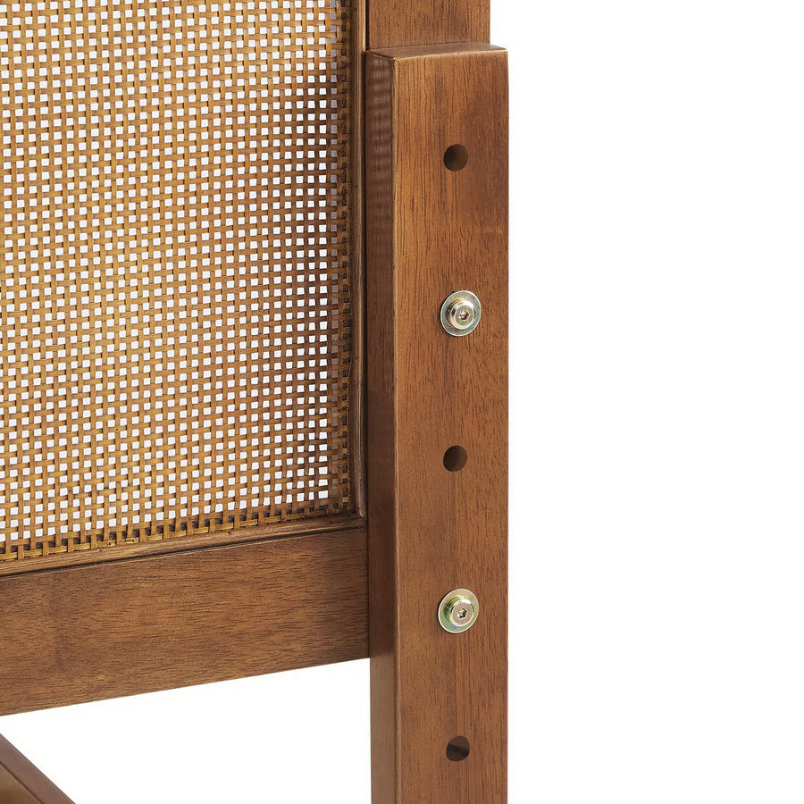Madder Rattan and Wood Full Platform Bed in Walnut