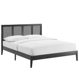 Madder Rattan and Wood Queen Platform Bed in Black