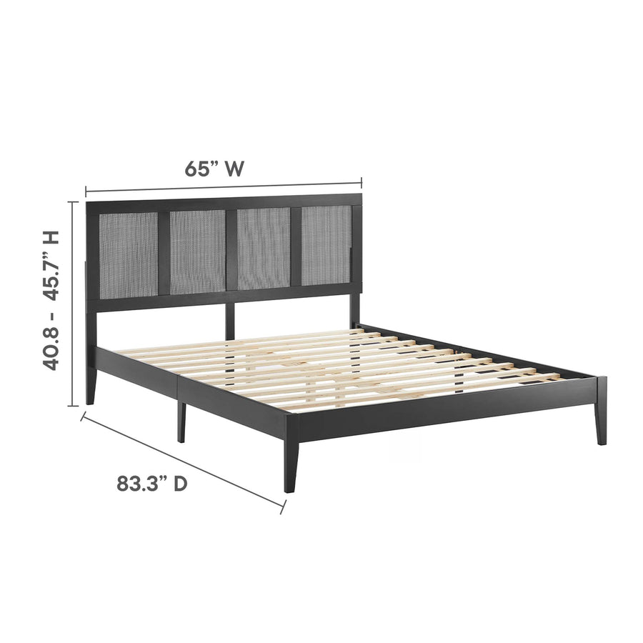 Madder Rattan and Wood Queen Platform Bed in Black