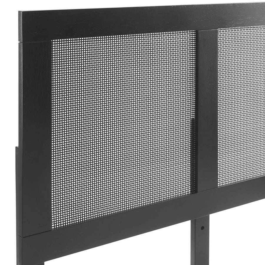 Madder Rattan and Wood Queen Platform Bed in Black