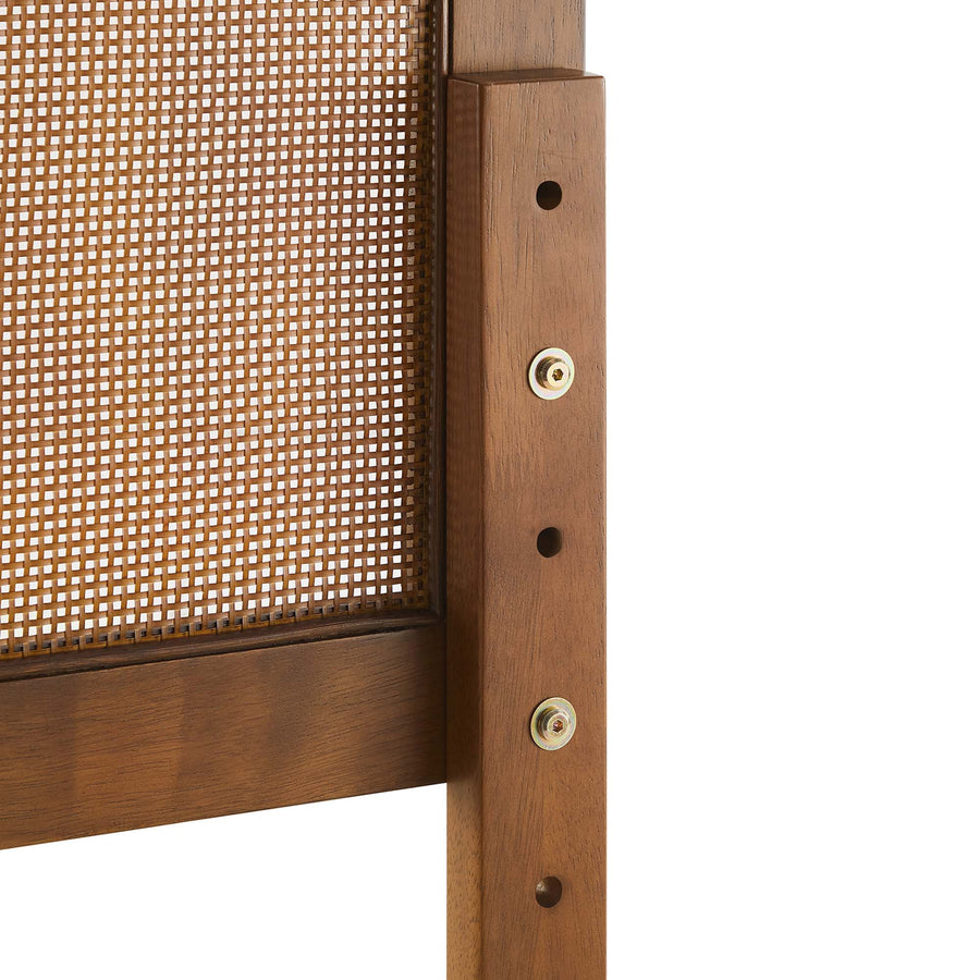 Madder Rattan and Wood Queen Platform Bed in Walnut