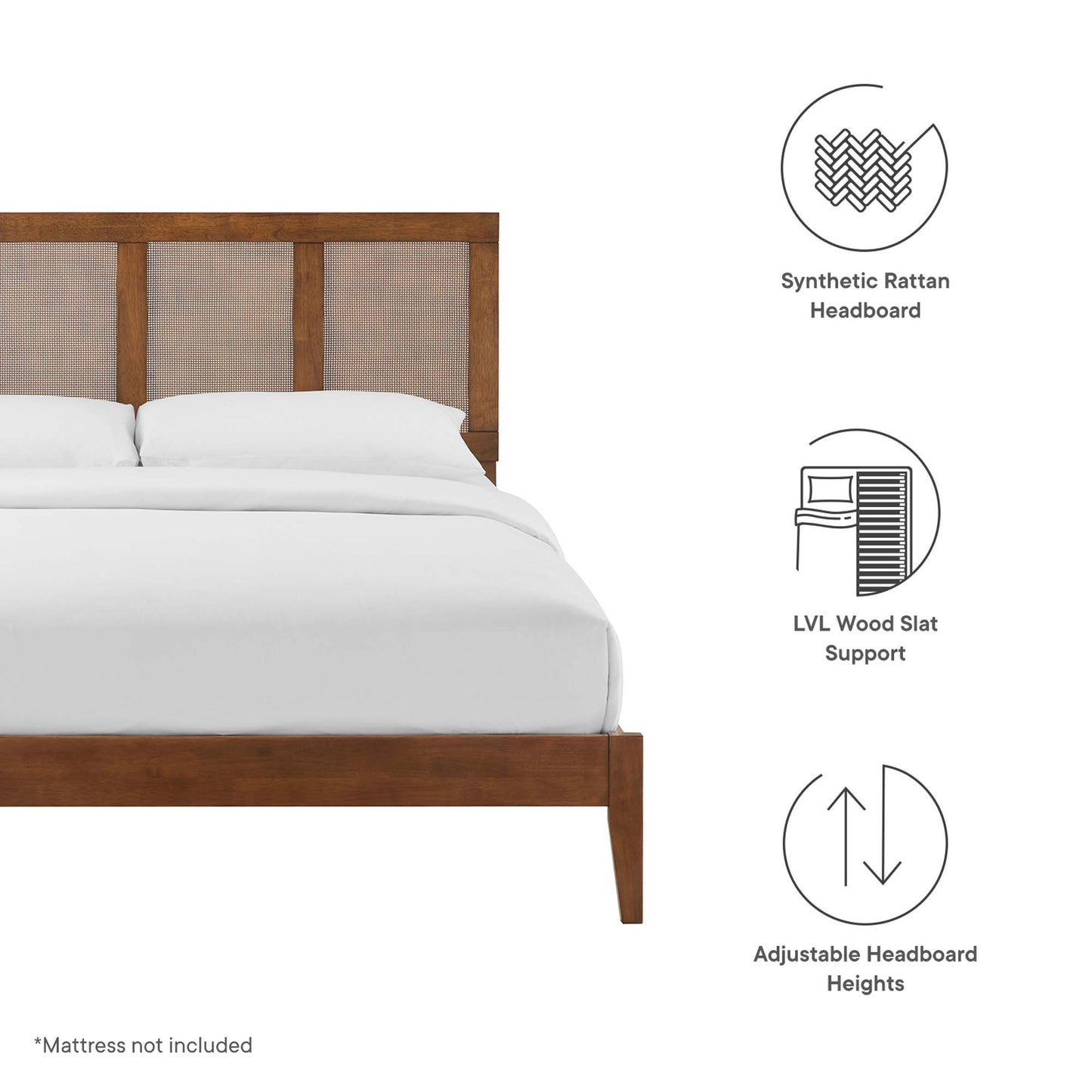 Sirocco Rattan and Wood Queen Platform Bed by Furniture For America