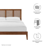 Madder Rattan and Wood Queen Platform Bed in Walnut