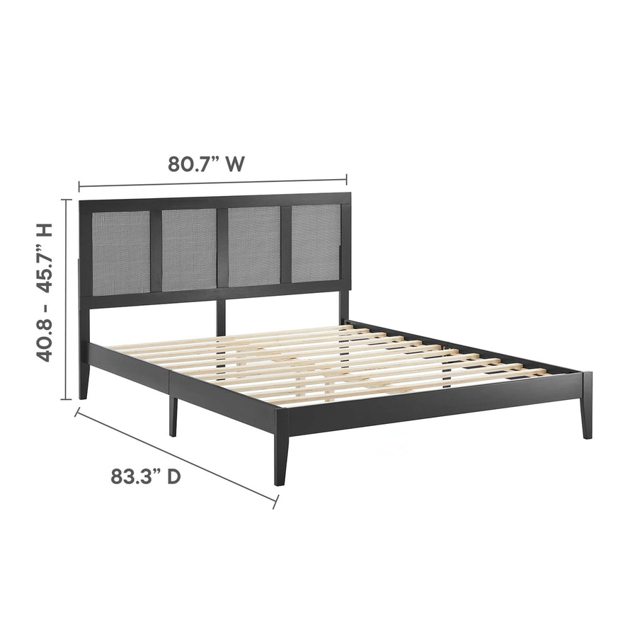 Madder Rattan and Wood King Platform Bed in Black