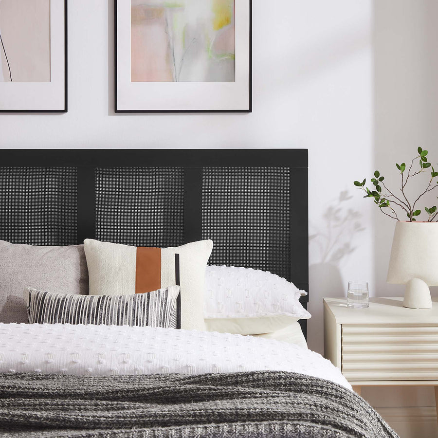 Madder Rattan and Wood King Platform Bed in Black