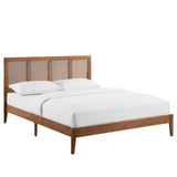 Madder Rattan and Wood King Platform Bed in Walnut