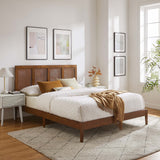Madder Rattan and Wood King Platform Bed in Walnut