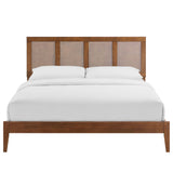 Madder Rattan and Wood King Platform Bed in Walnut