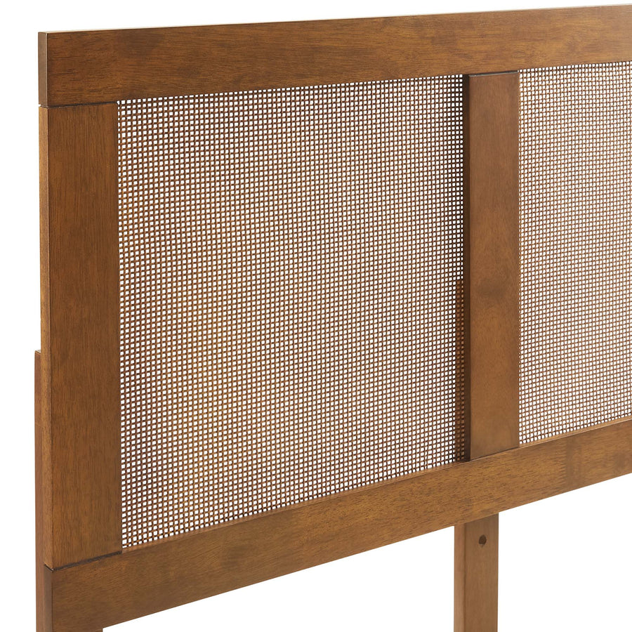 Madder Rattan and Wood King Platform Bed in Walnut