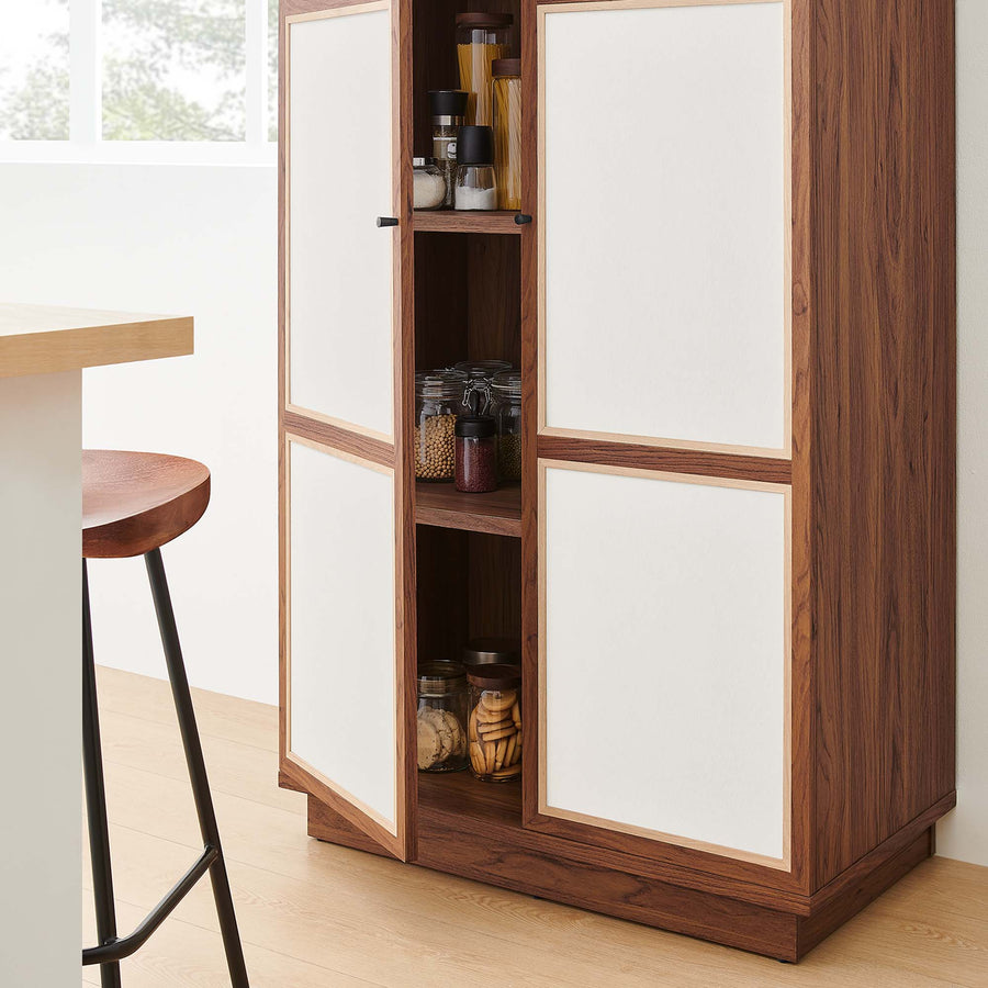 Sorrel 70" Tall Wood Grain Storage Cabinet in Walnut