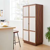 Sorrel 70" Tall Wood Grain Storage Cabinet in Walnut