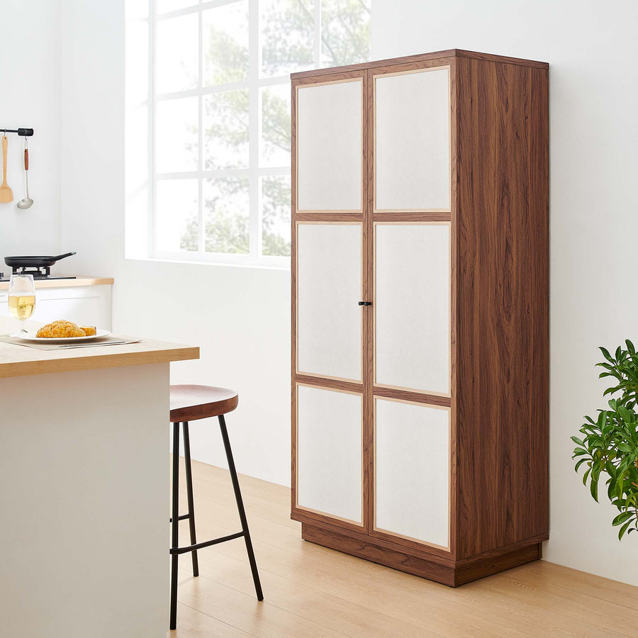 Sorrel 70" Tall Wood Grain Storage Cabinet in Walnut