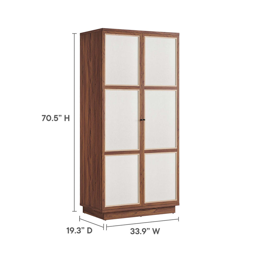 Sorrel 70" Tall Wood Grain Storage Cabinet in Walnut