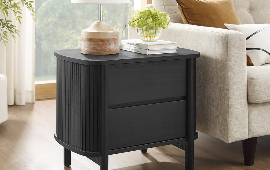 Marlon 2-Drawer Nightstand in Black