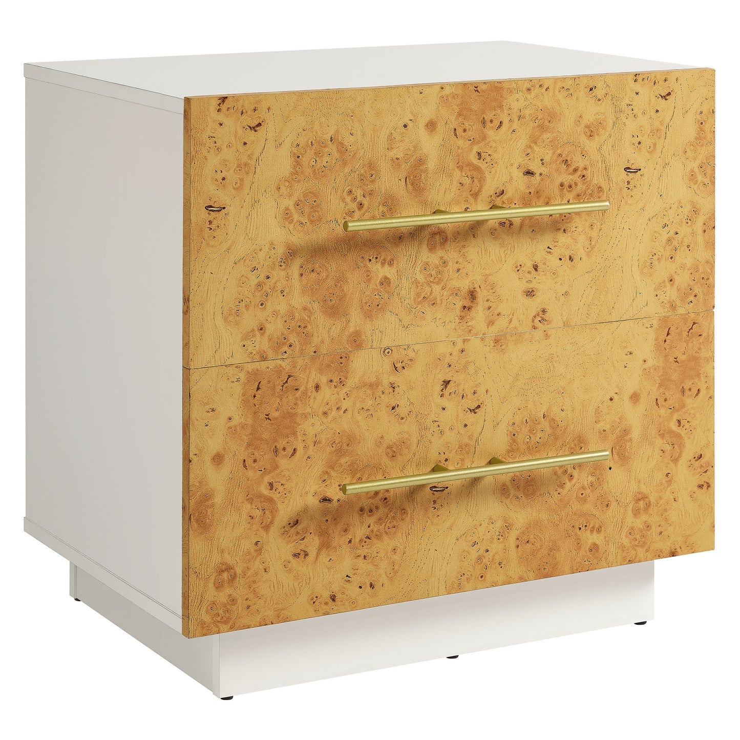Russet 2-Drawer Burl Wood Nightstand in White Bleached Burl