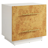 Russet 2-Drawer Burl Wood Nightstand in White Bleached Burl