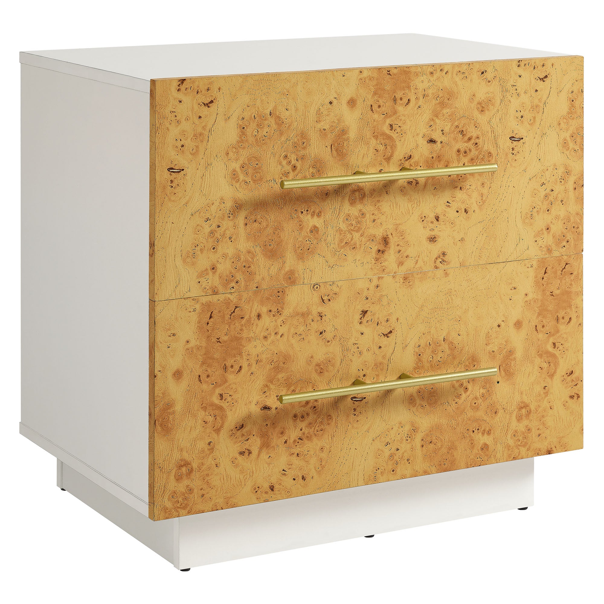 Abel 2-Drawer Burl Wood Nightstand by Furniture For America