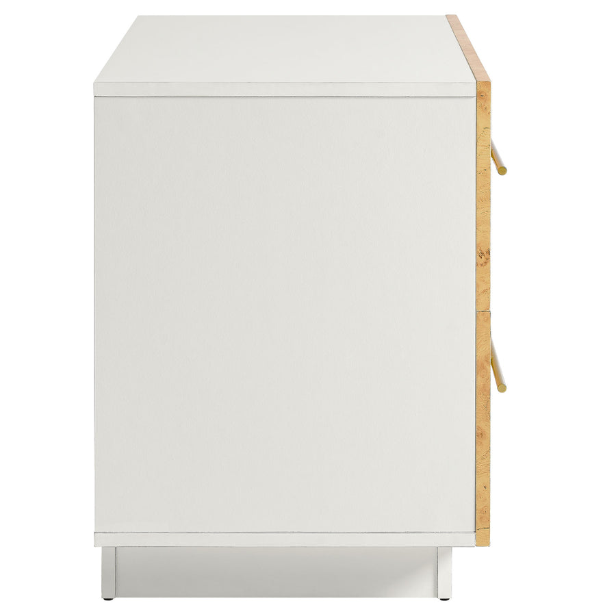 Russet 2-Drawer Burl Wood Nightstand in White Bleached Burl