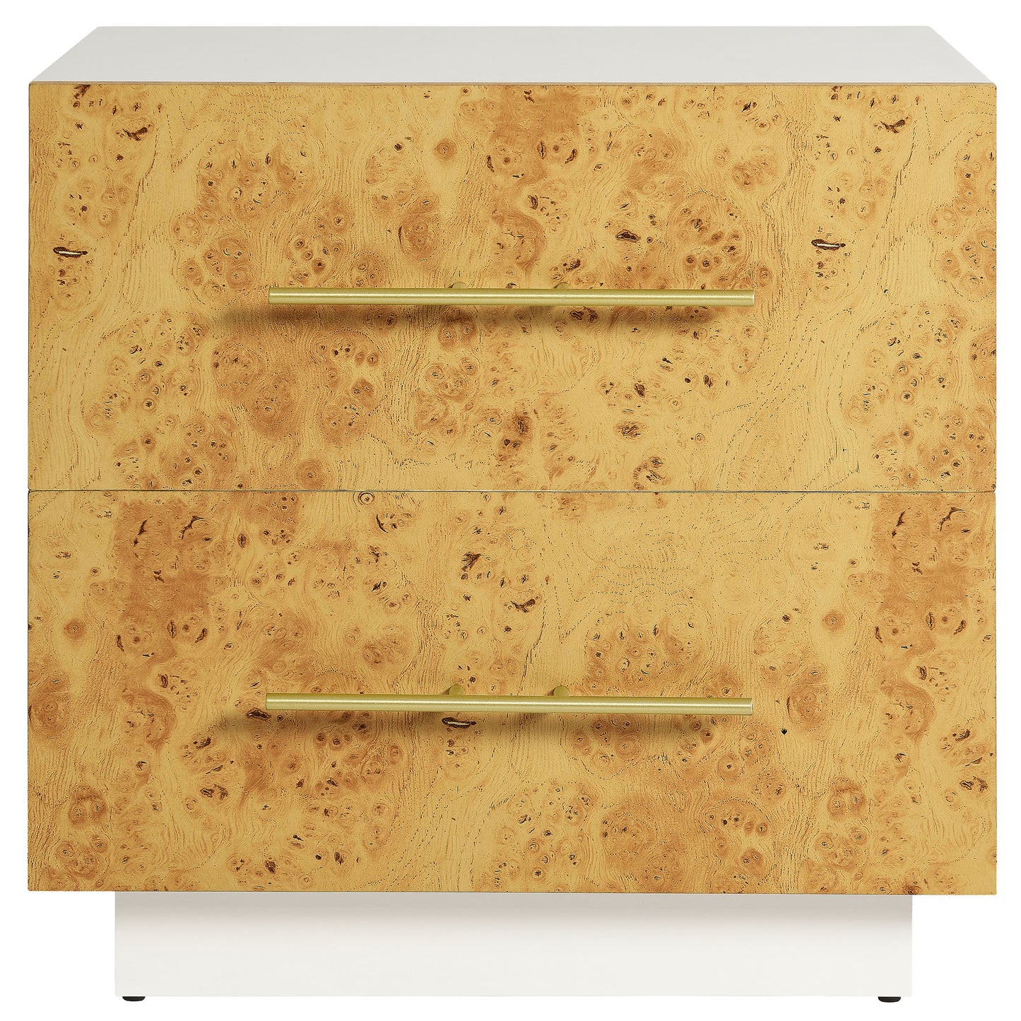 Russet 2-Drawer Burl Wood Nightstand in White Bleached Burl