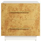 Russet 2-Drawer Burl Wood Nightstand in White Bleached Burl