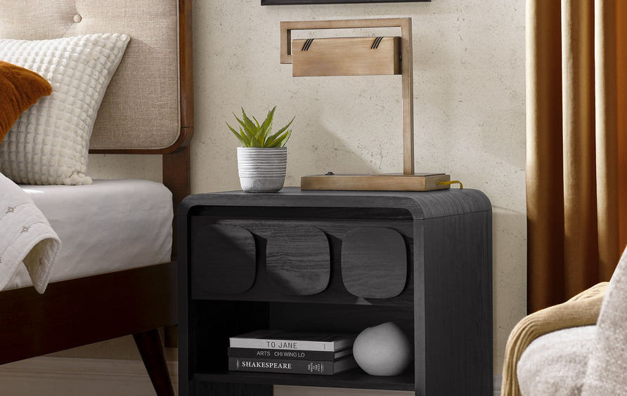 Baga 1-Drawer Nightstand in Black