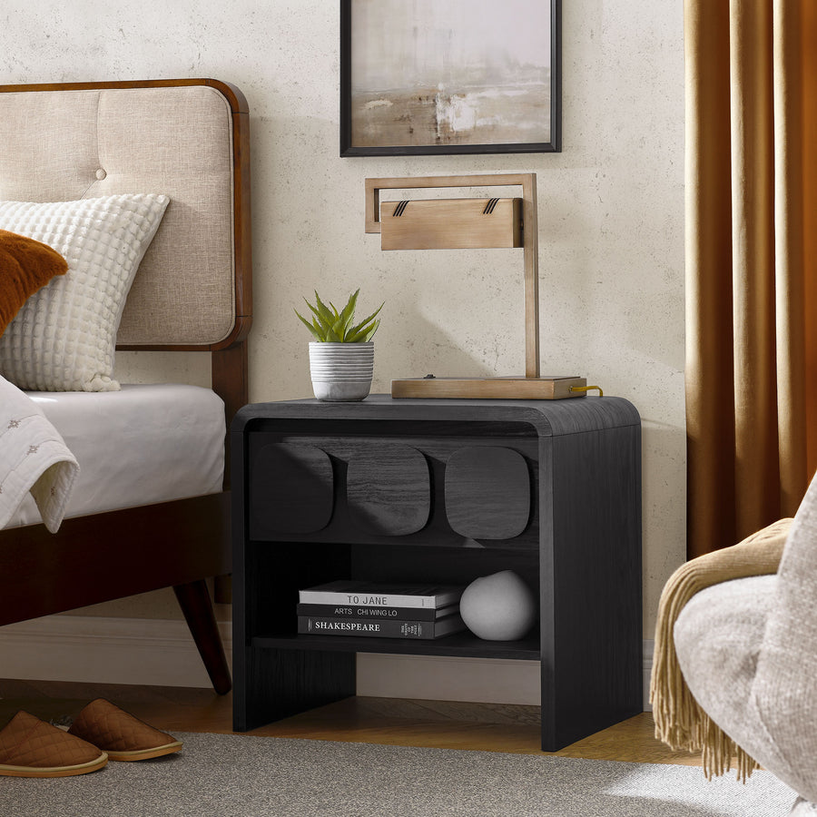 Baga 1-Drawer Nightstand in Black