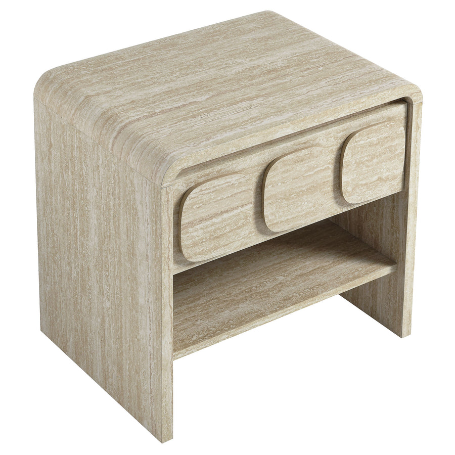 Baga 1-Drawer Nightstand in Travertine