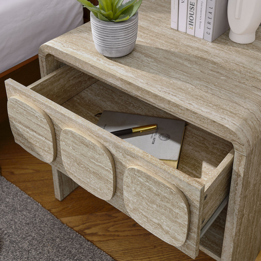 Baga 1-Drawer Nightstand in Travertine