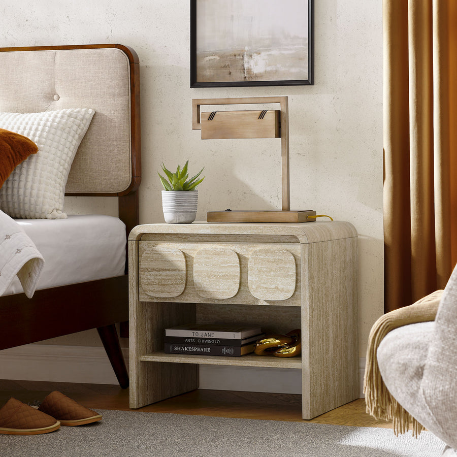 Baga 1-Drawer Nightstand in Travertine