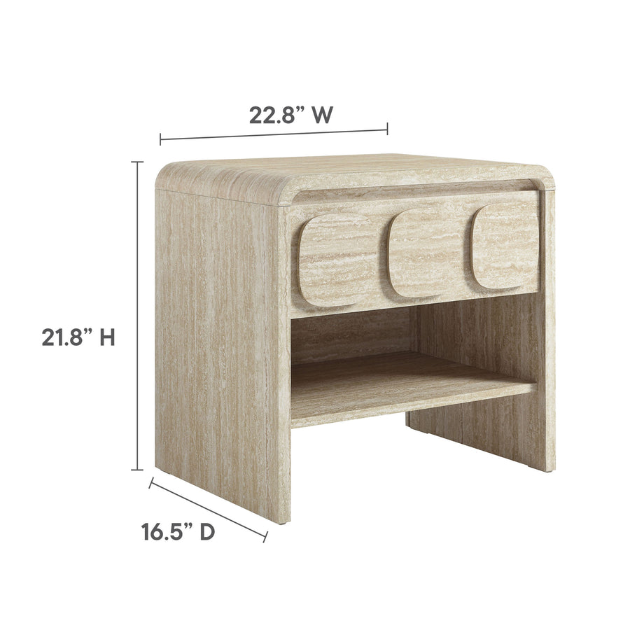 Baga 1-Drawer Nightstand in Travertine