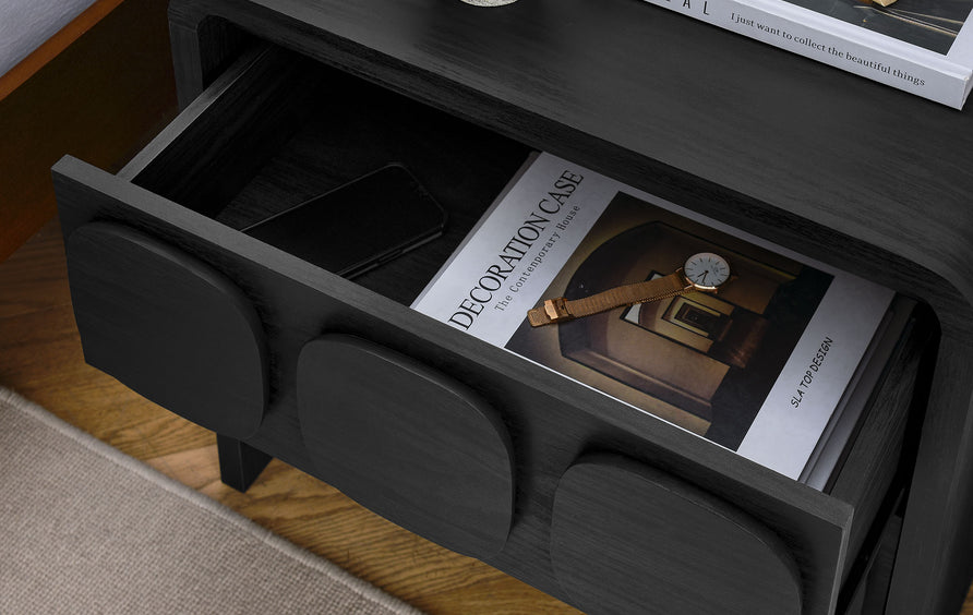 Baga 2-Drawer Nightstand in Black