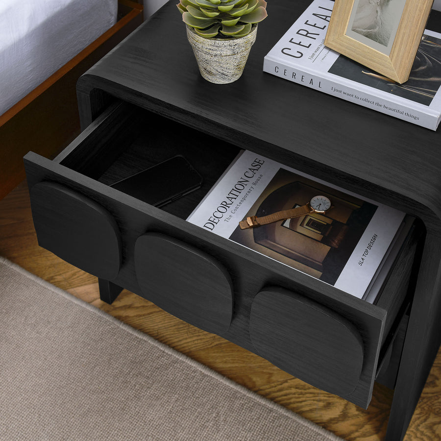Baga 2-Drawer Nightstand in Black